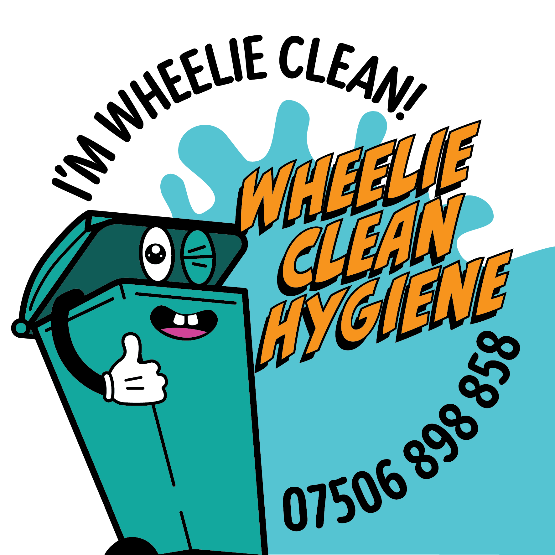 Wheelie mascot sticker — I'm Wheelie Clean!